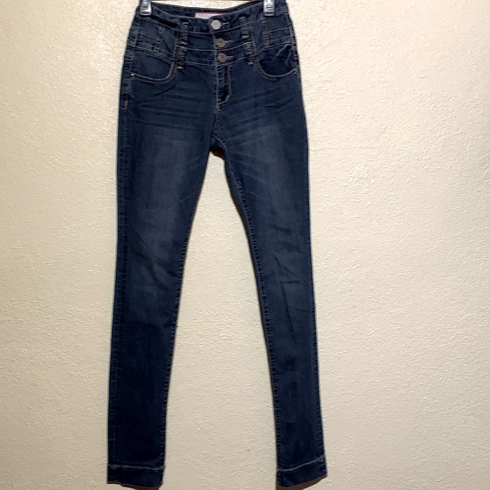 S & P Jeans Pants  Junior 9 L37 Blue Stretchy High Rise LOGO Skinny Cotton Blend